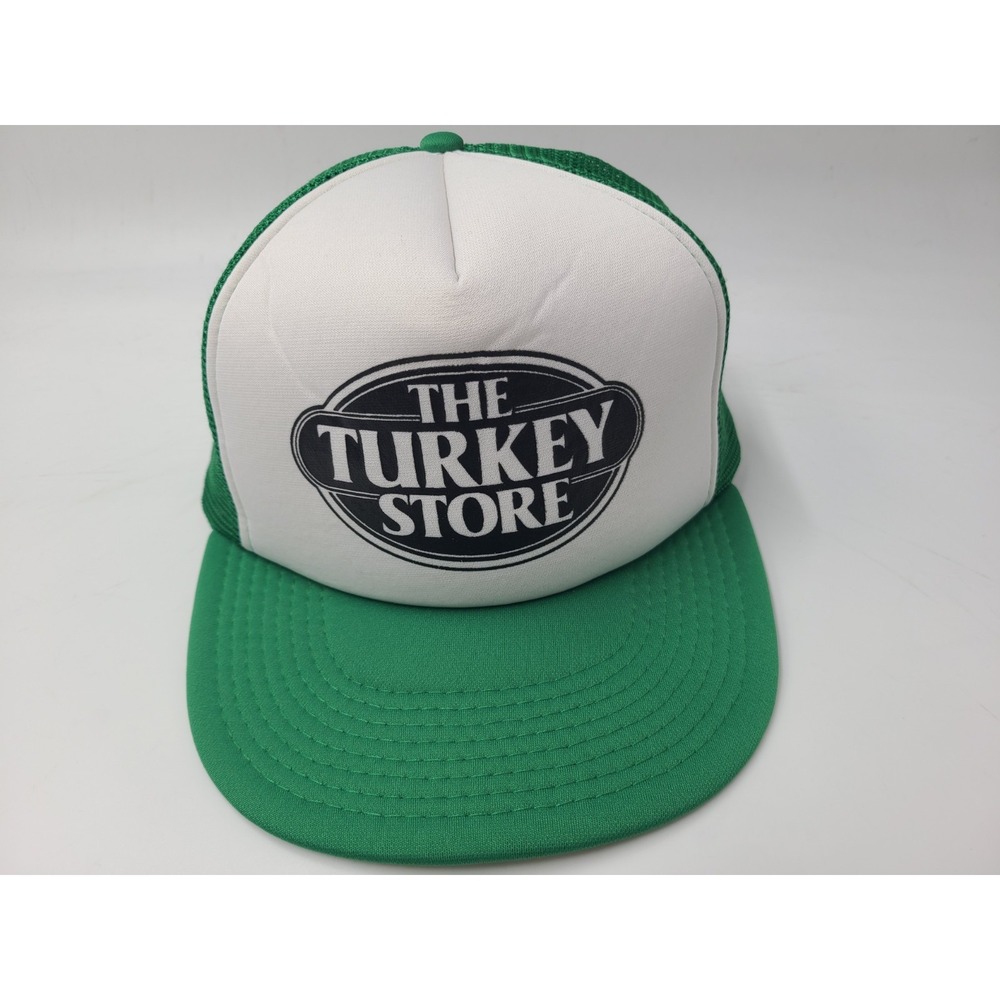 Vintage The Turkey Store Mesh Trucker Snapback Hat Cap 80s Men Women White Green